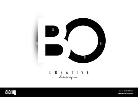 Letters BO Logo with black and white negative space design. Letters B ...