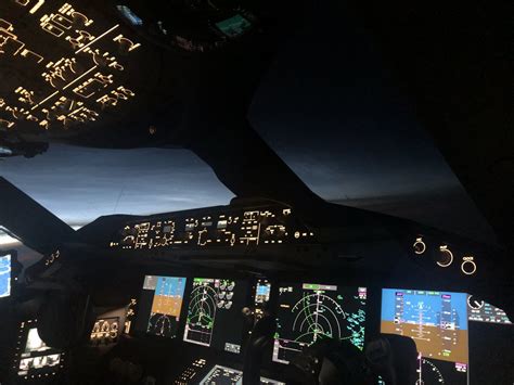 Boeing 787 Cockpit At Night