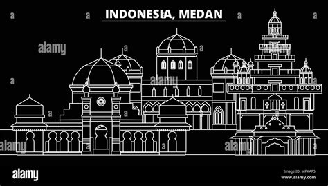 Medan silhouette skyline. Indonesia - Medan vector city, indonesian ...