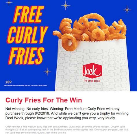 Jack in the Box Coupons - Free curly fries with any order today at Jack ...