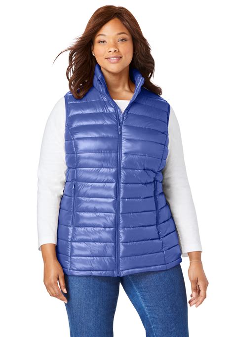 Woman Within - Woman Within Women's Plus Size Packable Puffer Vest ...