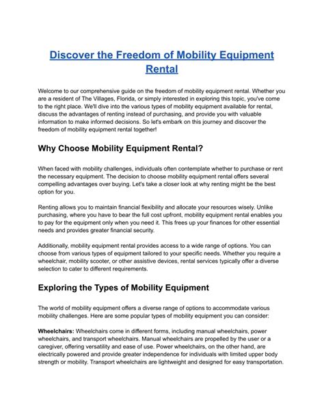 PPT - Discover the Freedom of Mobility Equipment Rental PowerPoint ...