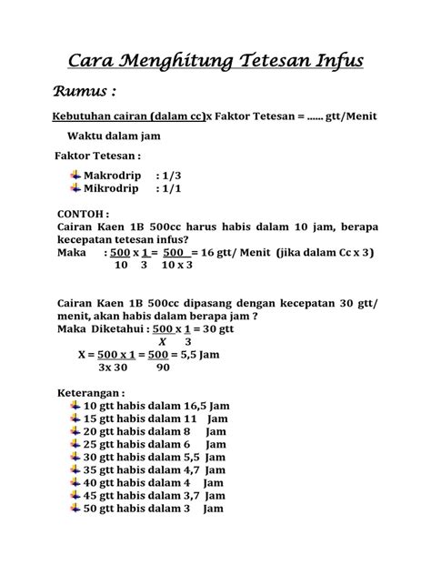 Cara Menghitung Tetesan Infus | PDF