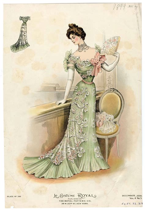 1899 Fashion Plate Ball Gown Evening | Lily Absinthe