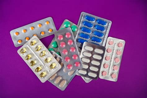 The Group Of Color Medical Pills In Packages Stock Photo - Image of ...