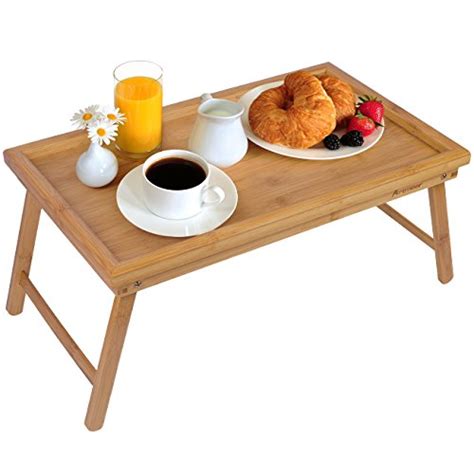 Bed Tray Table with Folding Legs,Serving Breakfast in Bed or Use As a ...