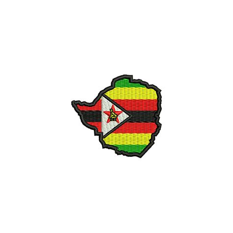 Zimbabwe Map Flag | Foreign Country Digitized Embroidery Design ...