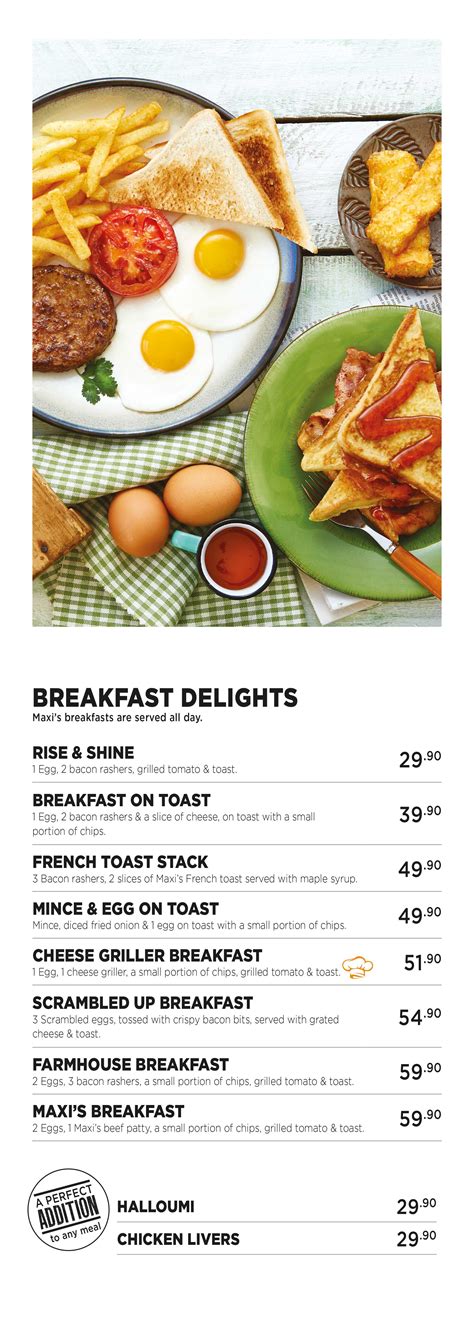 All Day Breakfast Menu - Maxi's Food South Africa