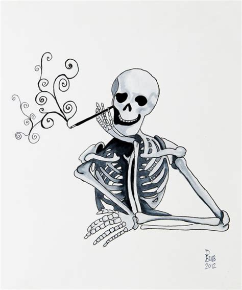 Items similar to Smoking Skeleton on Etsy