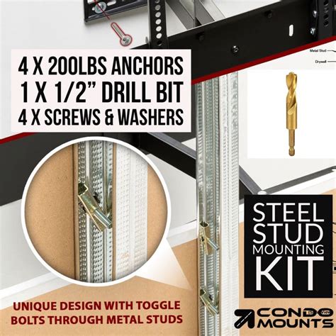 Condomounts Steel Stud Mounting Kit. | Wall mounted tv, Hanging drywall ...