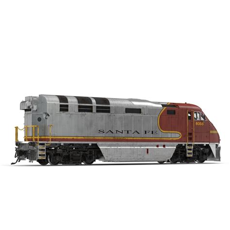 Diesel Electric Locomotive F59 PHI Santa Fe 3D Model $79 - .c4d .ma ...