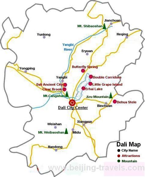 Dali Map - Dali Travel Map - Yunnan Dali City Map