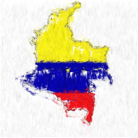 Colombia Painted Flag Map Painting by Antony McAulay