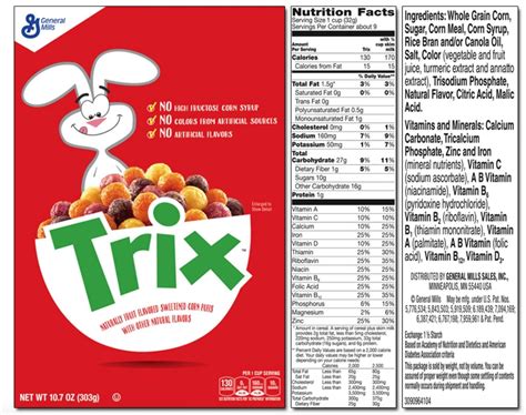 Trix Cereal Nutrition Facts Label | Besto Blog