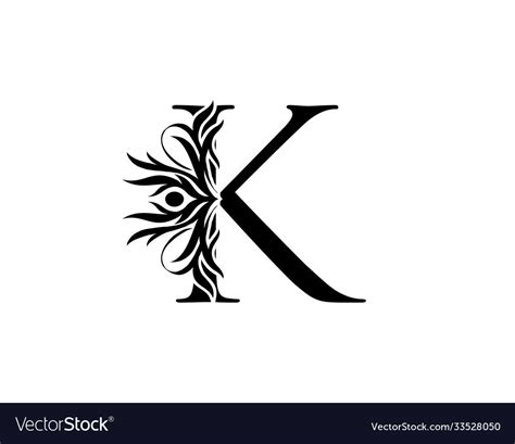 Calligraphy letter k graceful royal style Vector Image