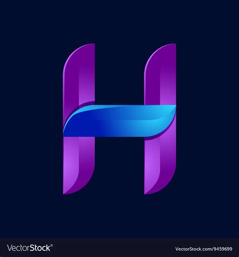 H letter volume blue and purple color logo design Vector Image