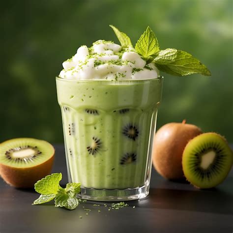 Premium AI Image | Photo of Kiwi Smoothie Blended Kiwi Fruit Mixed With ...