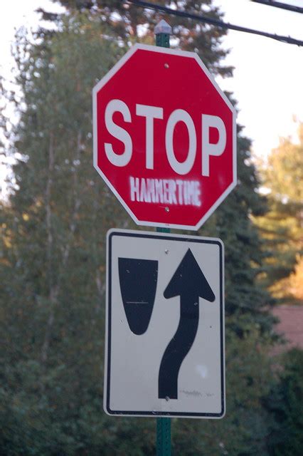 Traffic sign graffiti: STOP: HAMMERTIME | Flickr - Photo Sharing!