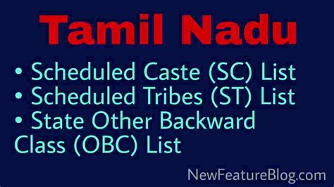 Tamil Nadu SC ST OBC Caste List 2024 - New Feature Blog