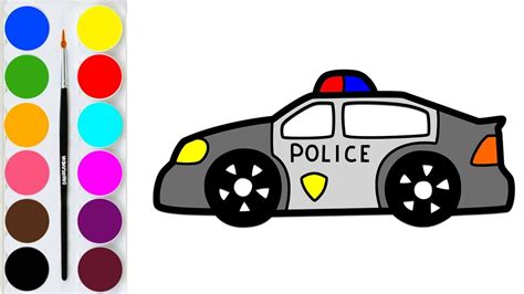 Police Car Cartoon Drawing - kropkowe-kocie