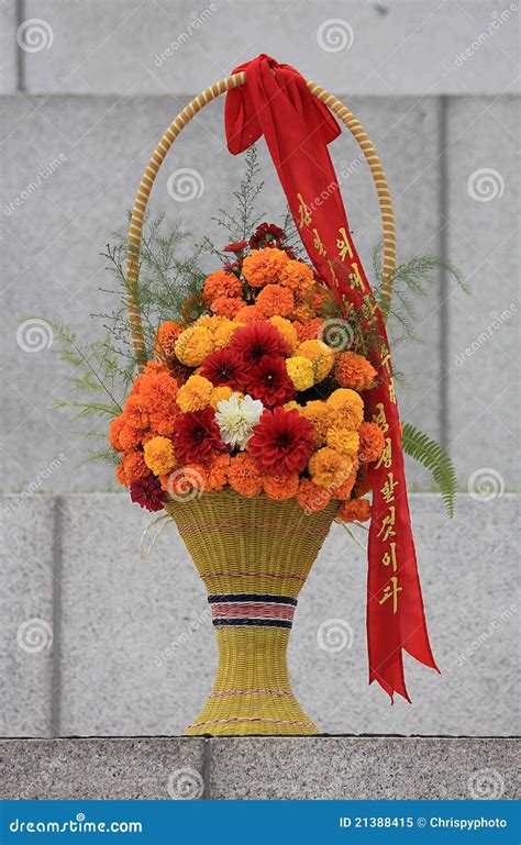 Bouquet of Flowers in Front of Kim Il Sung Statue Stock Image - Image ...