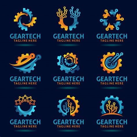 Premium Vector | Collection of gear tech logo design | Electronics logo ...