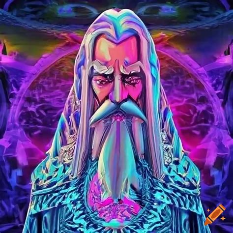 Saruman's tower in a psychedelic style on Craiyon