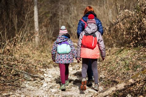 Portrait of Family on Hiking Forest Trip with Hiking Clothes Stock ...