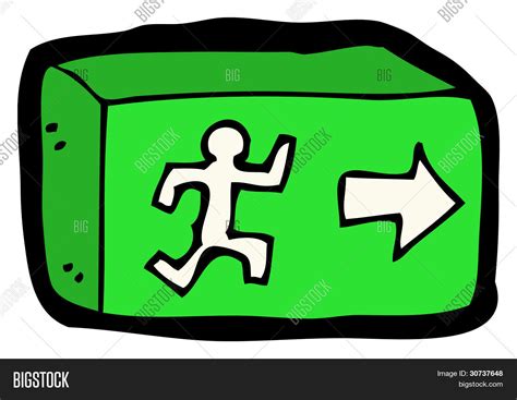 Cartoon Exit Sign Image & Photo | Bigstock