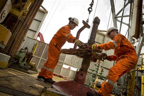 STAVANGER NORWAY OIL RIG WORKERS stock photo