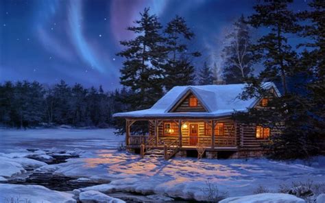 Snowy Cabin Desktop Background - 2560x1440 Wallpaper - teahub.io