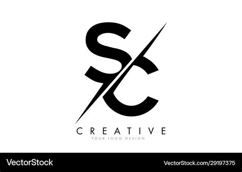 Sc s c letter logo design with a creative cut Vector Image