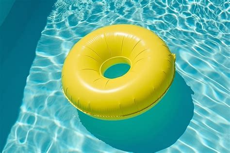 Premium AI Image | An inflatable yellow circle floating in a pool with ...