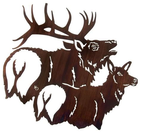 Elk Song Rustic Metal Wall Art 24" - Rustic - Artwork - by ...