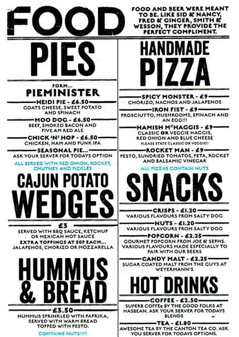 Menu at BrewDog pub & bar, Edinburgh, 143 Cowgate