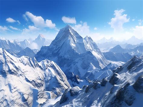 Himalaya mountain in snow on a sunny day | Premium AI-generated image