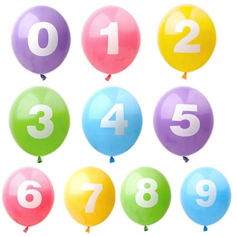 10pcs/lot 12 inch printing numbers balloon 0 9 latex round balloons ...