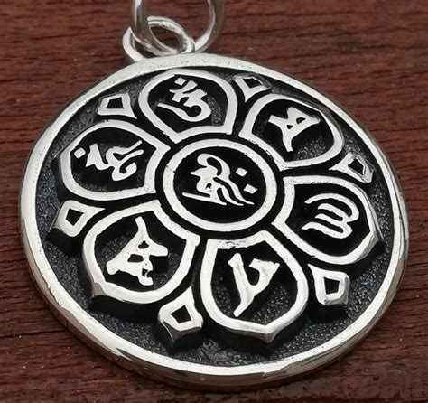 Mantra Tibetan Buddhist Symbol Handmade 3D Pendant Solid Sterling ...