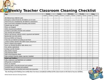 Weekly Classroom Cleaning Checklist by Melodious Creations | TPT