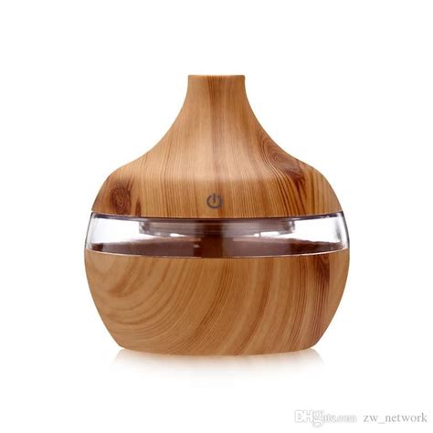 Wood Grain Bamboo Air Humidifier With LED Lights Mini Aroma Essential ...