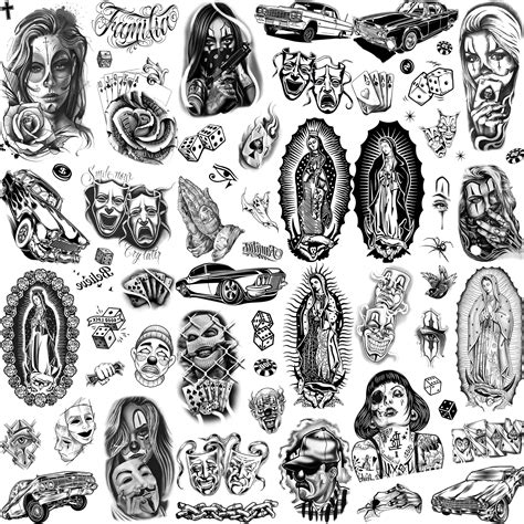 Chicano Temporary Tattoos for Men and Women - 6 Sheets of Chicana ...