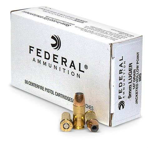 100 rounds Federal® 9mm 147 - grain JHP Ammo - 202660, 9mm Ammo at ...