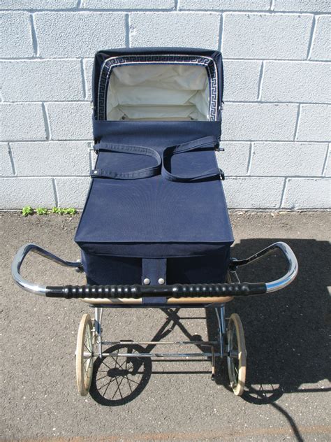 Vintage English Marmet Pram Navy Blue Baby Stroller Carriage