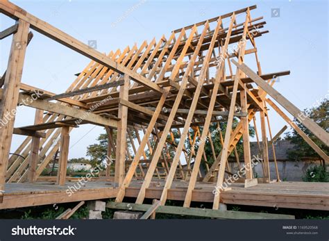 Wooden Rafters New Home Under Construction Stock Photo (Edit Now ...