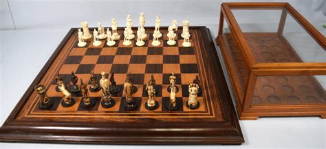 Sold Price: VINTAGE CARVED IVORY & INLAID BOARD CHESS SET: - Invalid ...