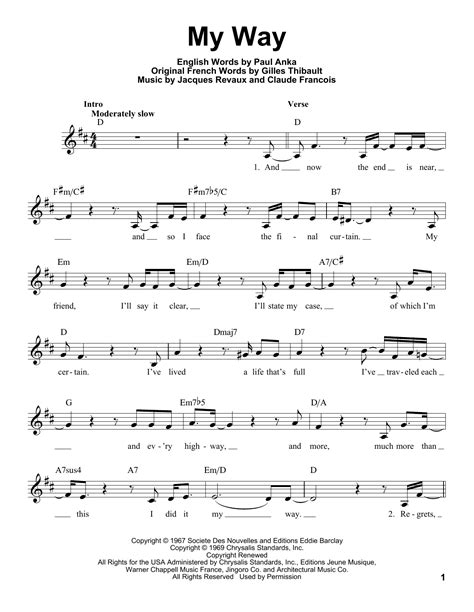 My Way sheet music by Frank Sinatra (Voice – 190229)