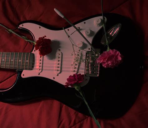 guitar, roses, and tumblr image | Red aesthetic, Aesthetic grunge ...