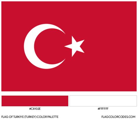 Türkiye (Turkey) flag color codes