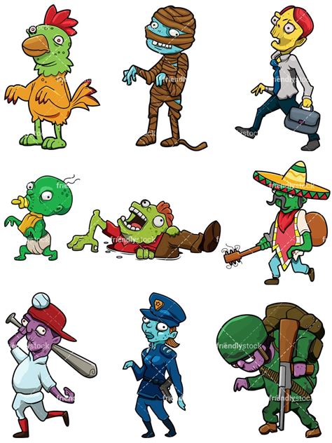 Funny Zombies Cartoon Vector Clipart - FriendlyStock