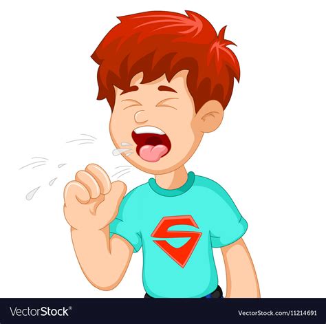 Boy cartoon coughing for you design Royalty Free Vector